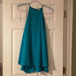High Neck Teal Dress